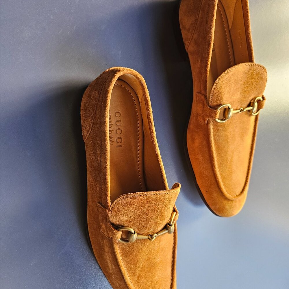 Gucci Men's Light Brown Suede Jordaan Loafer- US 9 - Picture 2 of 3